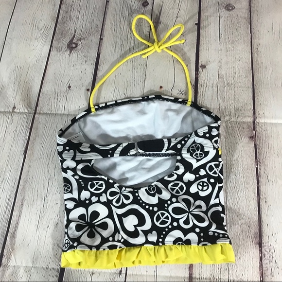 Arizona Girls Hearts, Flowers, Peace Signs Swimsuit Tankini Top - Size 10 - Picture 2 of 5